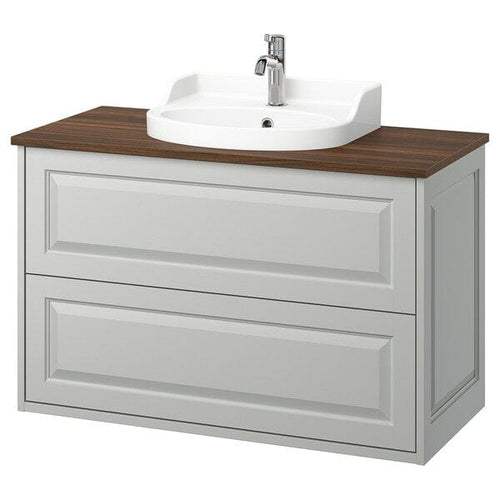 TÄNNFORSEN / RUTSJÖN - Washbasin/drawer unit/misc, light grey/brown walnut effect,102x49x76 cm