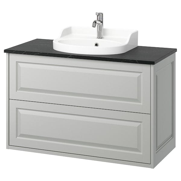 Ikea TÄNNFORSEN / RUTSJÖN - Washbasin/drawer unit/misc, light grey/black marble effect,102x49x76 cm