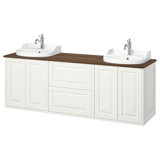 Ikea TÄNNFORSEN / RUTSJÖN - Washbasin/washbasin unit, white/brown walnut effect,182x49x76 cm