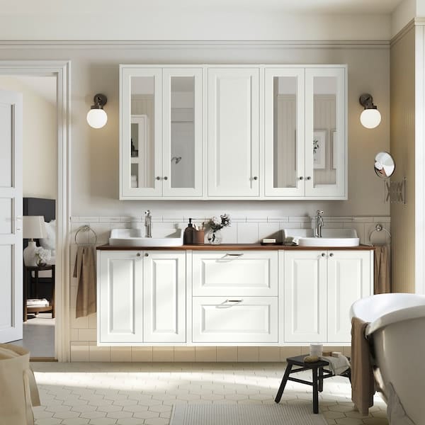 Ikea TÄNNFORSEN / RUTSJÖN - Washbasin/washbasin unit, white/brown walnut effect,182x49x76 cm