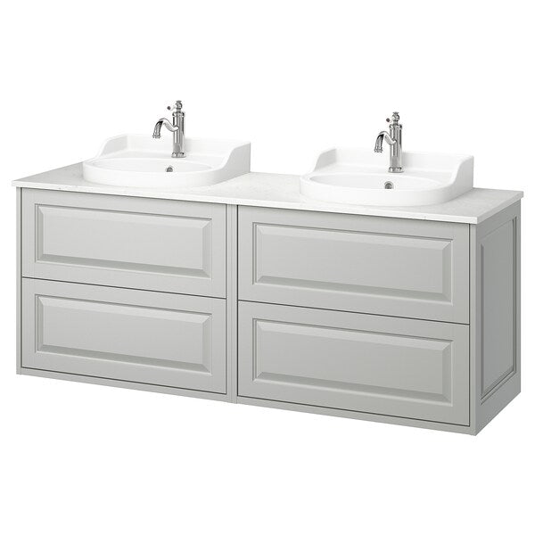 TÄNNFORSEN / RUTSJÖN - Washbasin/washbasin unit, light grey/white marble effect,162x49x76 cm - best price from Maltashopper.com 49528397