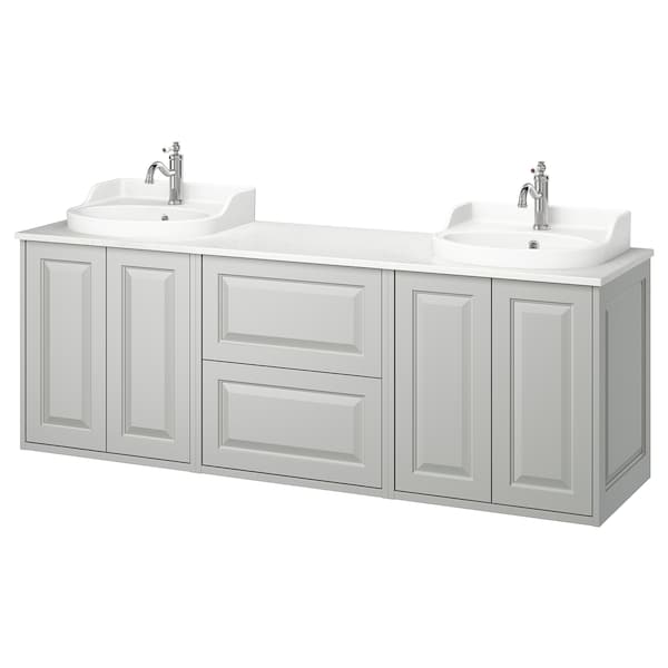 TÄNNFORSEN / RUTSJÖN - Washbasin/washbasin unit, light grey/white marble effect,182x49x76 cm - best price from Maltashopper.com 99528385