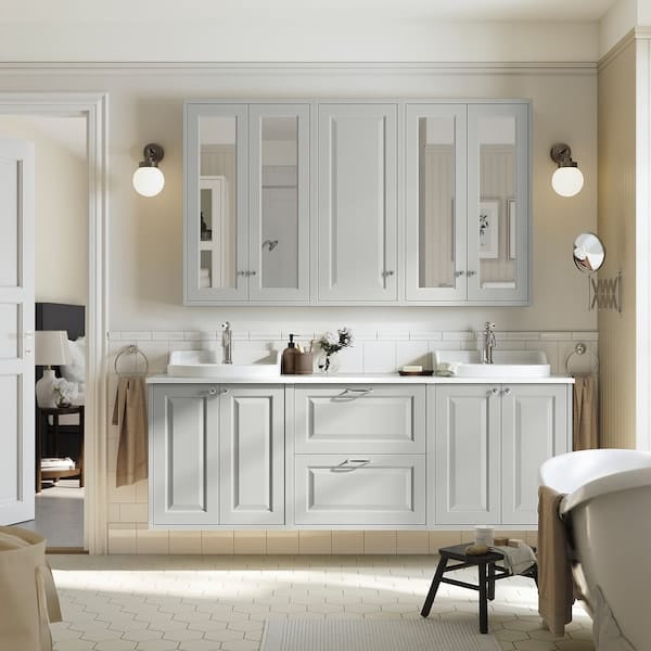 Ikea TÄNNFORSEN / RUTSJÖN - Washbasin/washbasin unit, light grey/white marble effect,182x49x76 cm