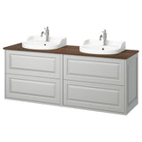 TÄNNFORSEN / RUTSJÖN wash-stand/wash-basins/taps, light grey/brown walnut effect, 162x49x76 cm