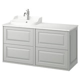 TÄNNFORSEN / RUTSJÖN wash-stand/wash-basin/tap, light grey/white marble effect, 122x49x76 cm
