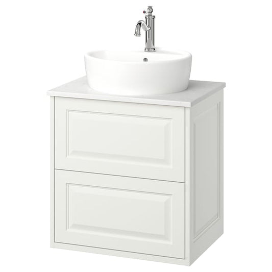 Ikea TÄNNFORSEN / TÖRNVIKEN - Washbasin/drawer/misc cabinet, white/white marble effect,62x49x79 cm