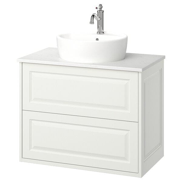 Ikea TÄNNFORSEN / TÖRNVIKEN - Washbasin/drawer/misc cabinet, white/white marble effect,82x49x79 cm