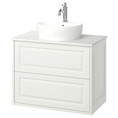 TÄNNFORSEN / TÖRNVIKEN - Washbasin/drawer/misc cabinet, white/white marble effect,82x49x79 cm