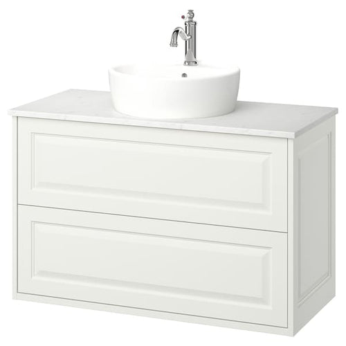TÄNNFORSEN / TÖRNVIKEN - Washbasin/drawer unit/misc, white/white marble effect,102x49x79 cm