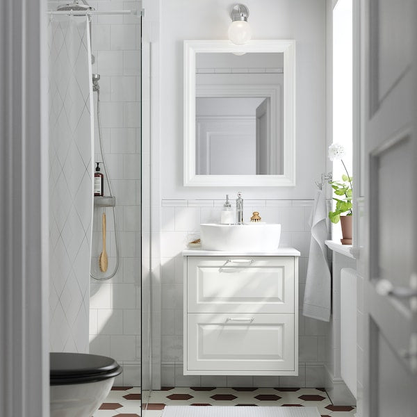 TÄNNFORSEN / TÖRNVIKEN - Washbasin/drawer/misc cabinet, white/white marble effect,62x49x79 cm - best price from Maltashopper.com 09521048