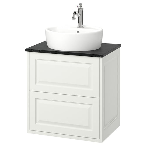 TÄNNFORSEN / TÖRNVIKEN - Washbasin/drawer/misc cabinet, white/black marble effect,62x49x79 cm