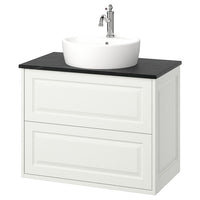 TÄNNFORSEN / TÖRNVIKEN - Washbasin/drawer/misc cabinet, white/black marble effect,82x49x79 cm - best price from Maltashopper.com 19514090