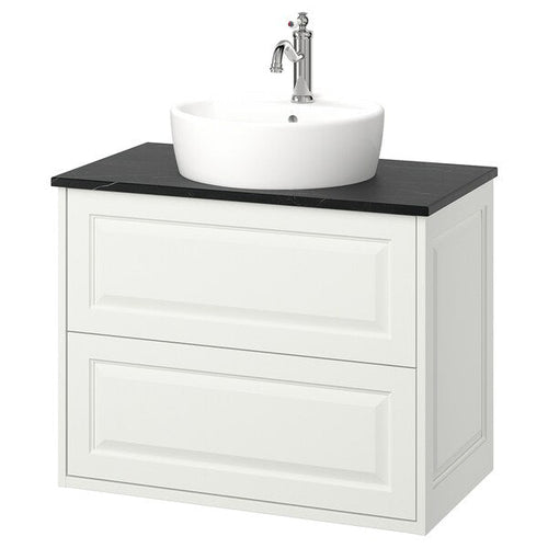 TÄNNFORSEN / TÖRNVIKEN - Washbasin/drawer/misc cabinet, white/black marble effect,82x49x79 cm