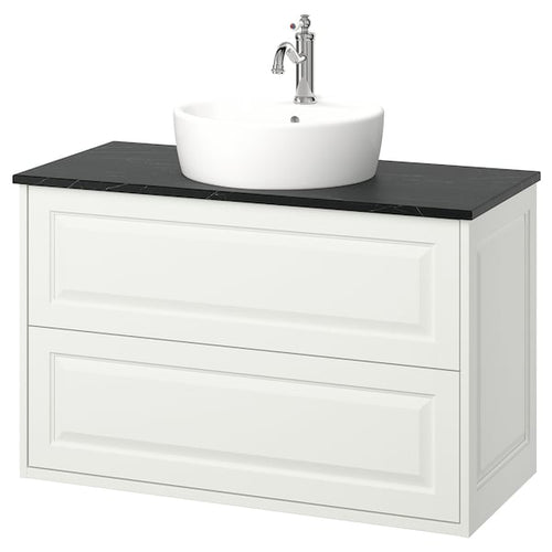 TÄNNFORSEN / TÖRNVIKEN - Washbasin/drawer/misc cabinet, white/black marble effect,102x49x79 cm