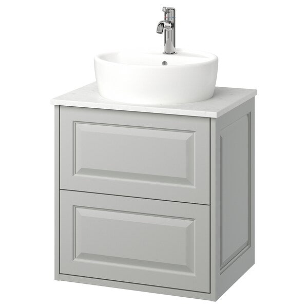 TÄNNFORSEN / TÖRNVIKEN - Washbasin/drawer/misc cabinet, light grey/white marble effect,62x49x79 cm - best price from Maltashopper.com 39513966