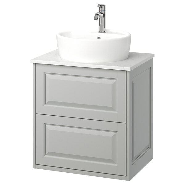 Ikea TÄNNFORSEN / TÖRNVIKEN - Washbasin/drawer/misc cabinet, light grey/white marble effect,62x49x79 cm