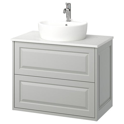 TÄNNFORSEN / TÖRNVIKEN - Washbasin/drawer/misc cabinet, light grey/white marble effect,82x49x79 cm