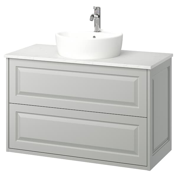TÄNNFORSEN / TÖRNVIKEN - Washbasin/drawer unit/misc, light grey/white marble effect,102x49x79 cm - best price from Maltashopper.com 59514111