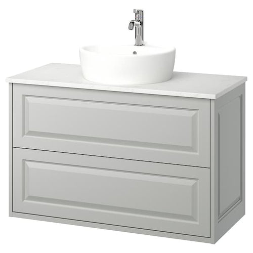 TÄNNFORSEN / TÖRNVIKEN - Washbasin/drawer unit/misc, light grey/white marble effect,102x49x79 cm