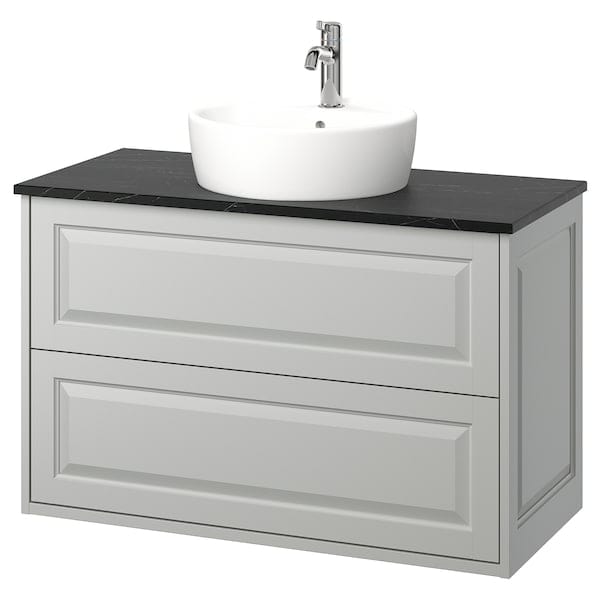 Ikea TÄNNFORSEN / TÖRNVIKEN - Washbasin/drawer unit/misc, light grey/black marble effect,102x49x79 cm