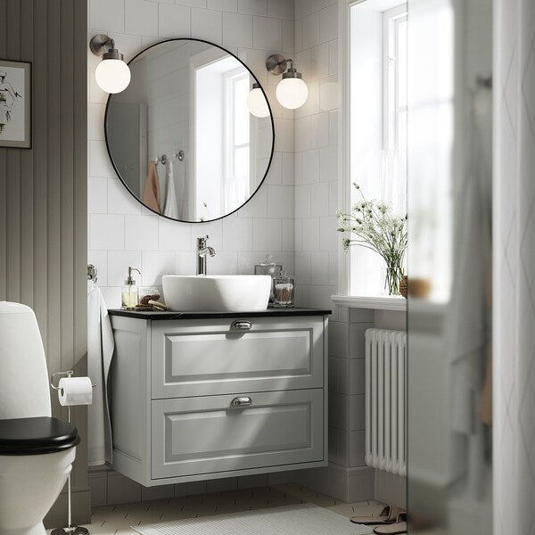 TÄNNFORSEN / TÖRNVIKEN - Washbasin/drawer/misc cabinet, light grey/black marble effect,82x49x79 cm - best price from Maltashopper.com 99521421