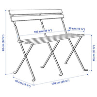 TÄRNÖ - Garden bench, folding black/mild brown - best price from Maltashopper.com 00534903