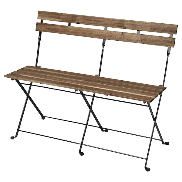 TÄRNÖ - Bench, outdoor, foldable black/light brown stained