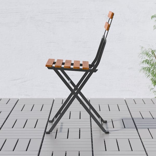 Ikea TÄRNÖ - Chair, outdoor, foldable black/light brown stained