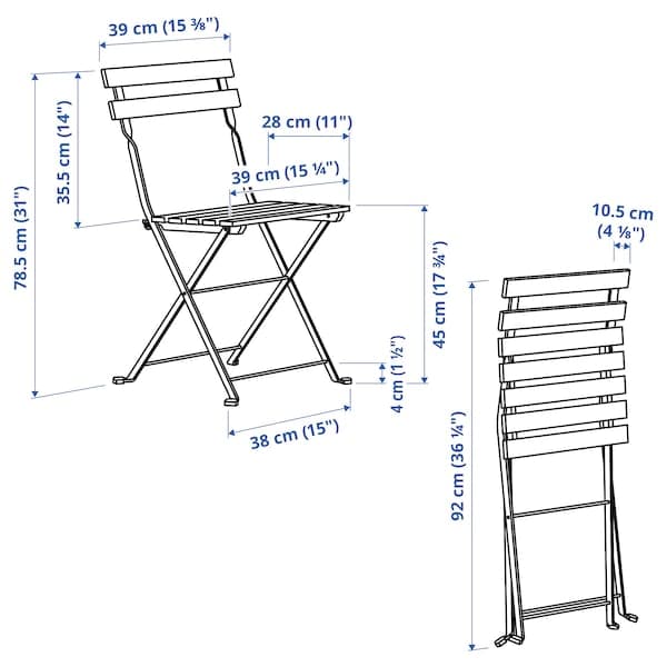 TÄRNÖ - Chair, outdoor, foldable black/light brown stained - best price from Maltashopper.com 90095428