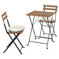 TÄRNÖ Table+2 garden chairs - black/biting light brown/Frösön/Duvholmen beige , - best price from Maltashopper.com 59270863