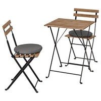 TÄRNÖ Table+2 garden chairs - black/biting light brown/Frösön/Duvholmen dark grey - best price from Maltashopper.com 29270869