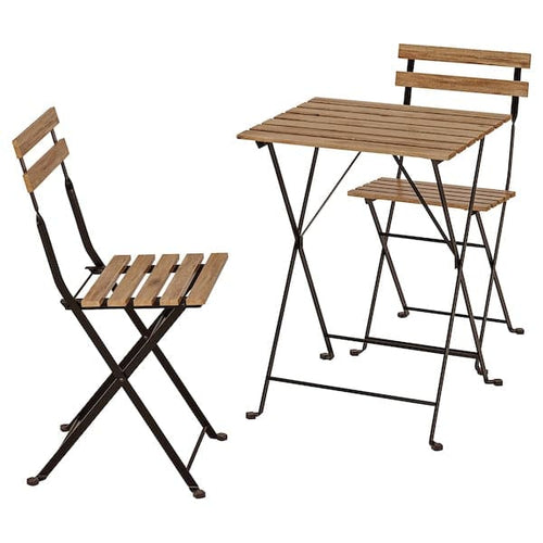 TÄRNÖ - Table+2 chairs, outdoor, black/light brown stained