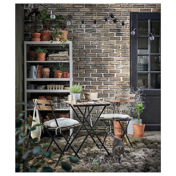 TÄRNÖ - Table+2 chairs, outdoor, black/light brown stained