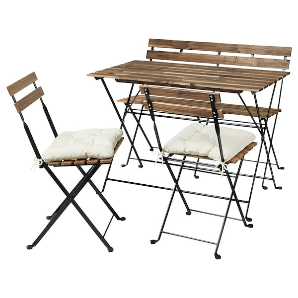 TÄRNÖ - Garden table+2 chairs+bench, black/muddark brown/Kuddarna beige - best price from Maltashopper.com 99489505