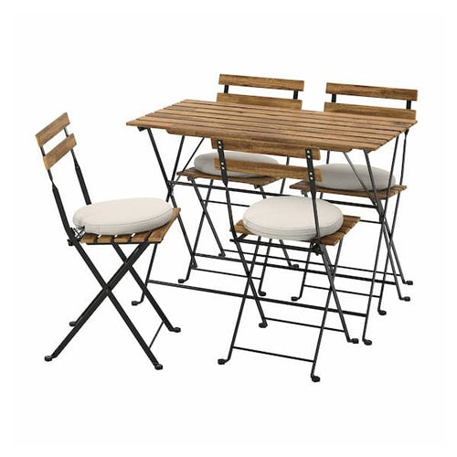 TÄRNÖ Table+4 garden chairs - black/light brown/Frösön/Duvholmen beige ,