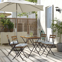 TÄRNÖ - Table+4 garden chairs, black/mordant light brown/Klösan blue - best price from Maltashopper.com 39534940