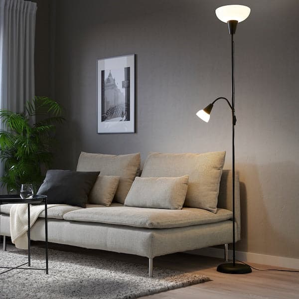 TÅGARP Floor lamp light indir/reading - black/white
