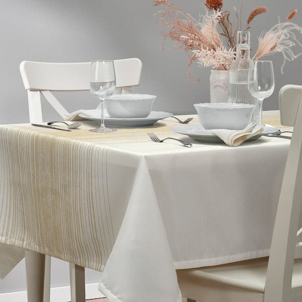 TAGGSIMPA - Tablecloth, white/beige, 145x145 cm - best price from Maltashopper.com 80559386