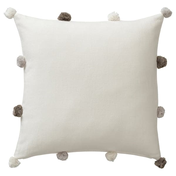 TÅGHAKMAL - Cushion cover, beige/handmade pompon, 50x50 cm - best price from Maltashopper.com 30552448