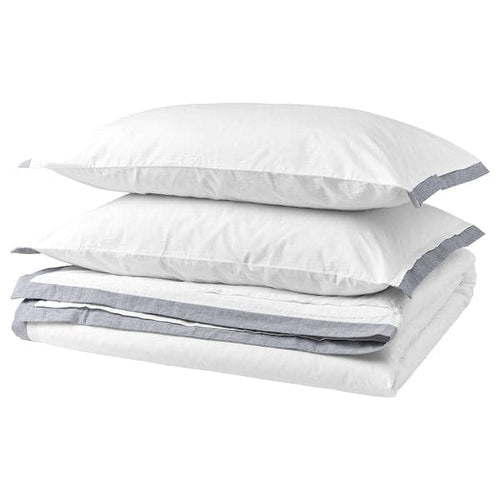 TÅTELSMYGARE - Duvet cover and 2 pillowcases, white/blue, 240x220/50x80 cm