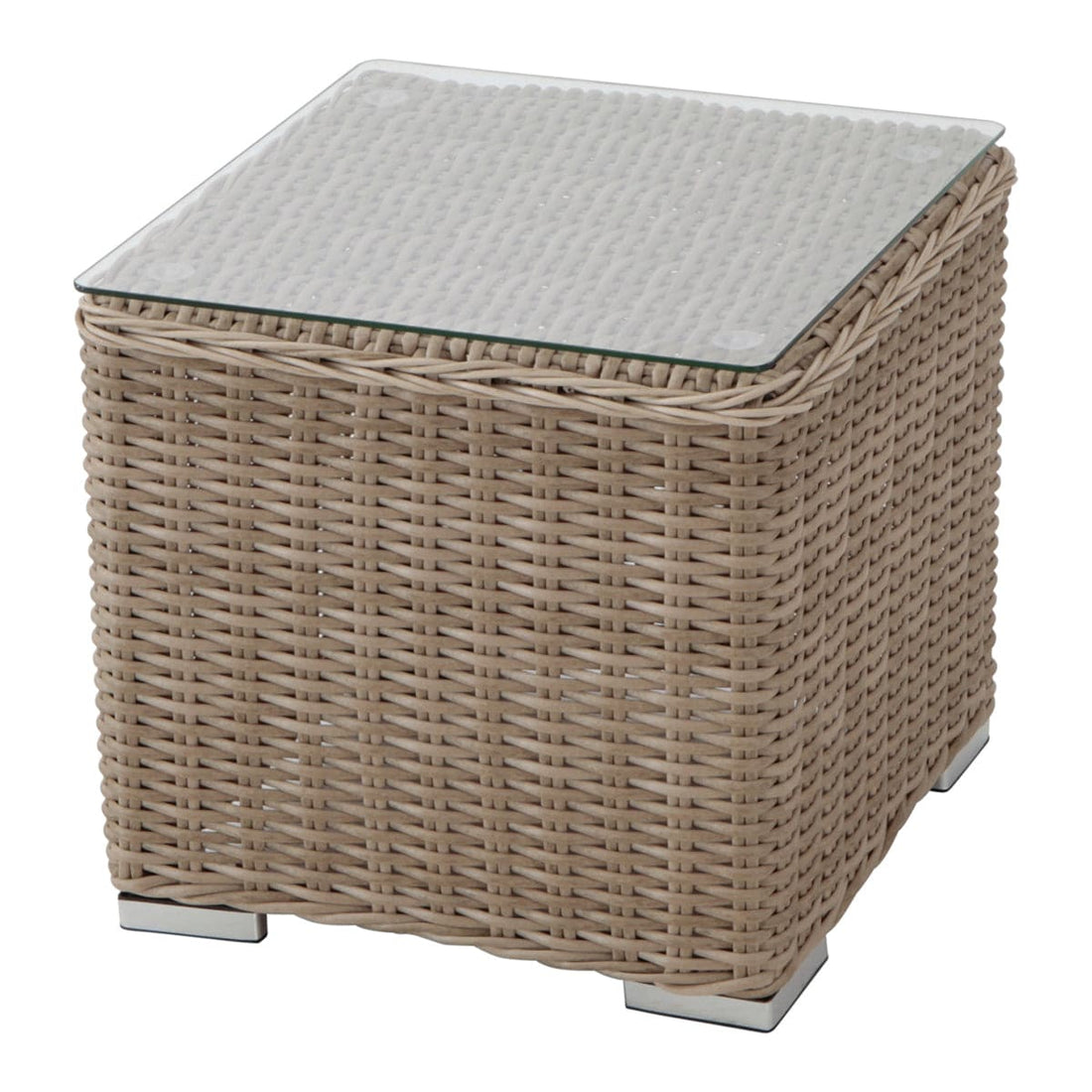COSTA RICA NATERIAL COFFEE TABLE 45X45 SYNTHETIC WICKER ALUMINIUM AND GLASS - best price from Maltashopper.com BR500012500