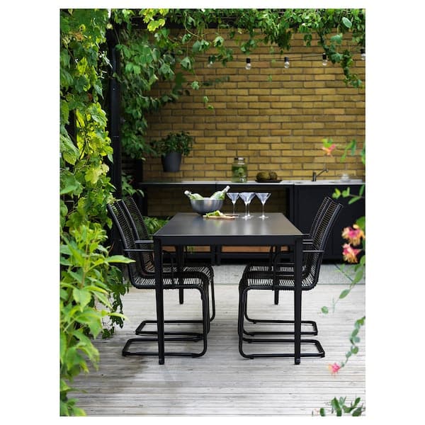 TEGELÖN - Garden table, dark grey/black, 140x86 cm - best price from Maltashopper.com 60510843