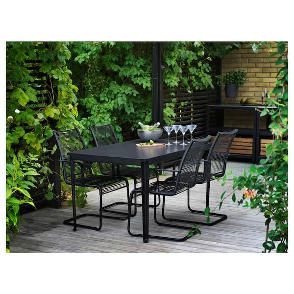Ikea TEGELÖN - Garden table, dark grey/black, 140x86 cm