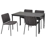 TEGELÖN / TEGELÖN table+4 chairs, outdoor, dark grey/black