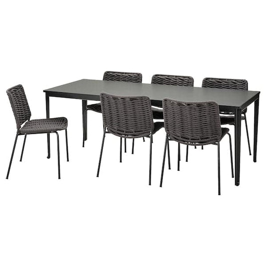 TEGELÖN / TEGELÖN - Table+6 chairs, outdoor, dark grey/black - best price from Maltashopper.com 19431194