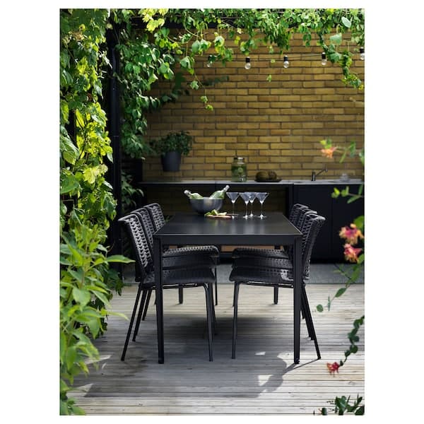 TEGELÖN / TEGELÖN - Table+6 chairs, outdoor, dark grey/black - best price from Maltashopper.com 19431194