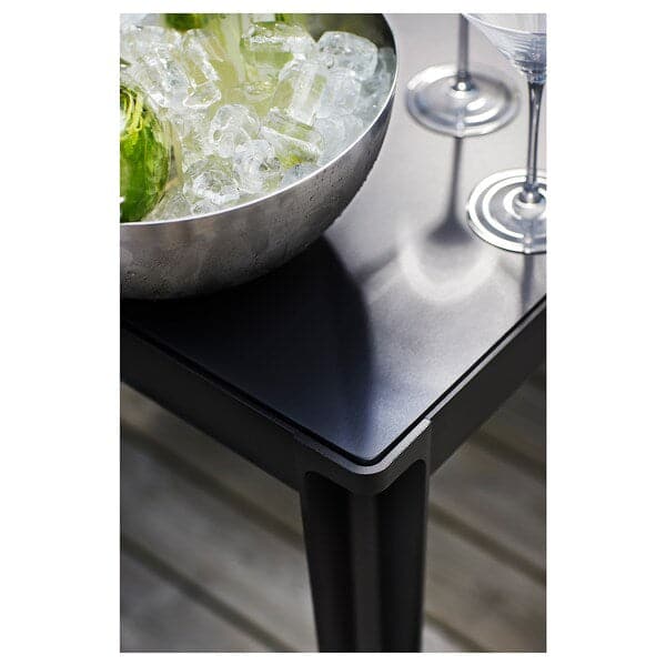 Ikea TEGELÖN / VÄSMAN - Table+4 chairs with armrests, garden, dark grey/black/black ,