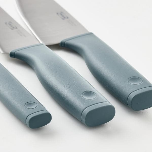 Ikea TIGERBARB - 3-piece knife set, grey-turquoise