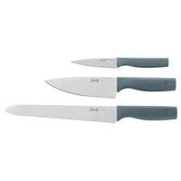 TIGERBARB - 3-piece knife set, grey-turquoise - best price from Maltashopper.com 00559578