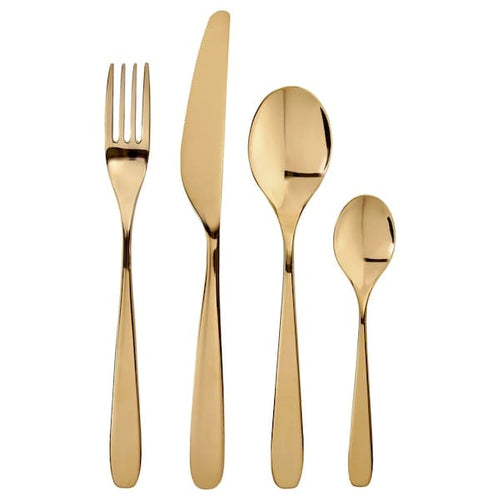 TILLAGD - 24-piece cutlery set, brass-colour